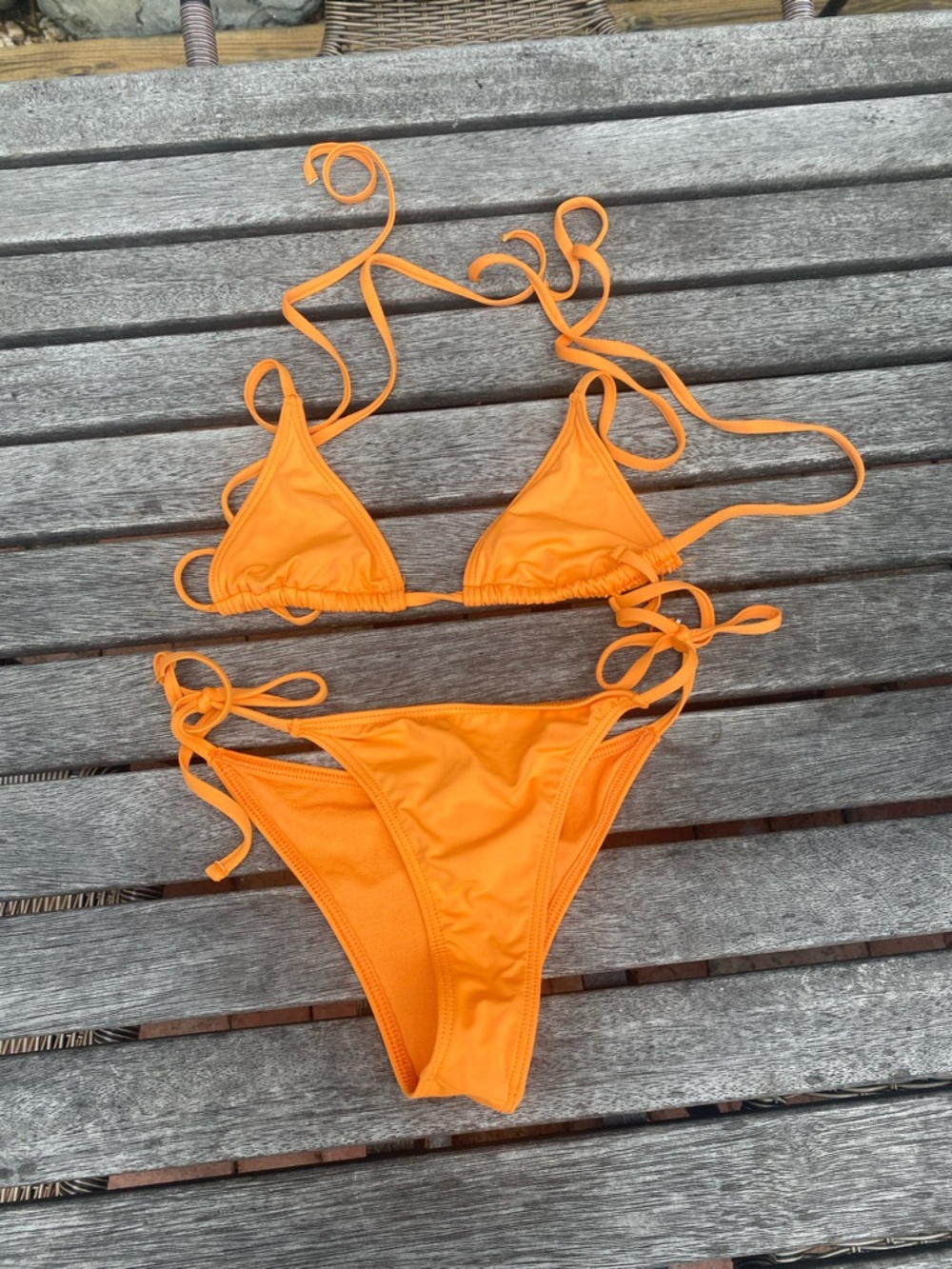 Orange String Triangle Bikini Set